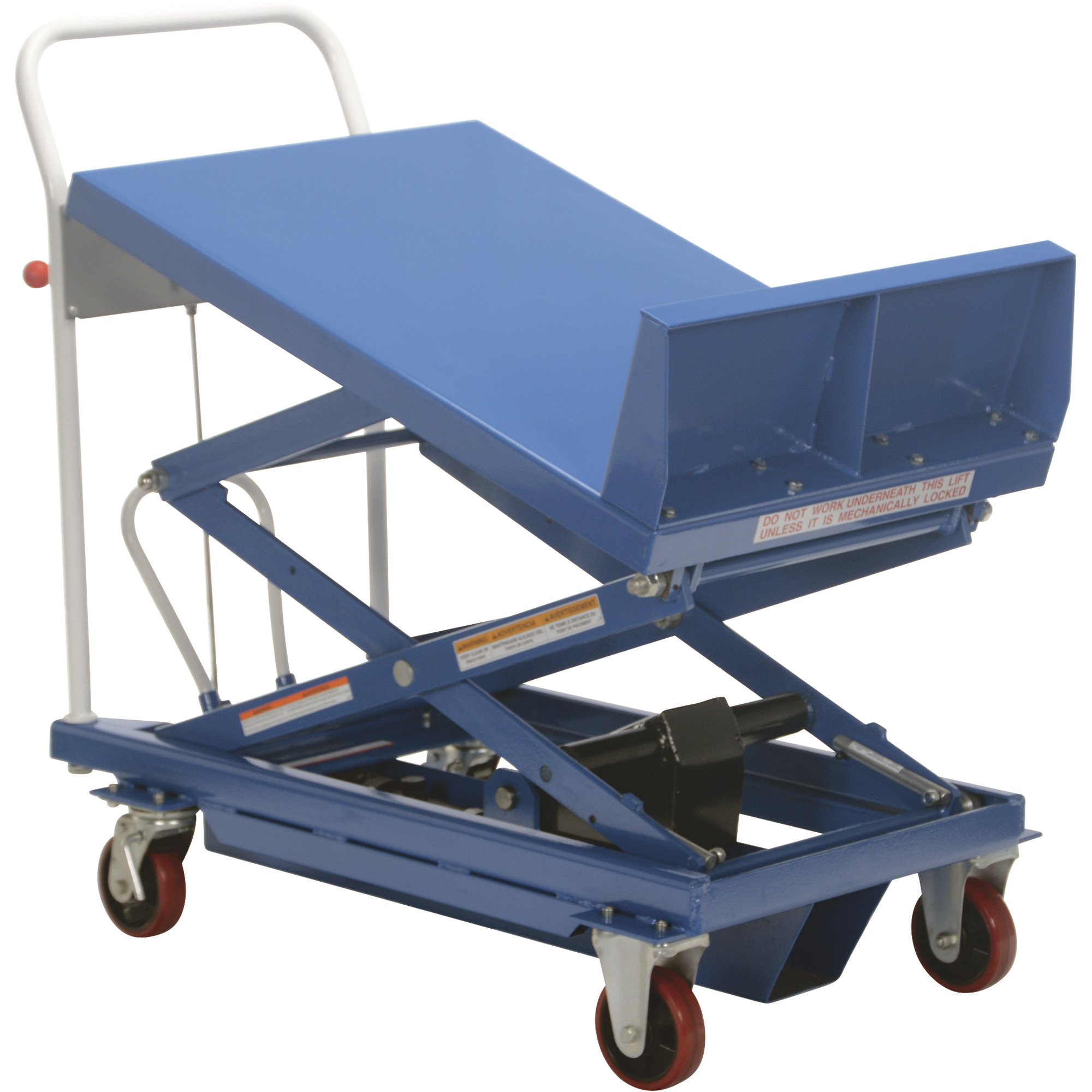 Vestil Lift and Tilt Steel Cart - 600-Lb. Capacity, 14in.-35in. Service Range, Foot-Activated Hydraulic Pump, Model# CART-600-LT